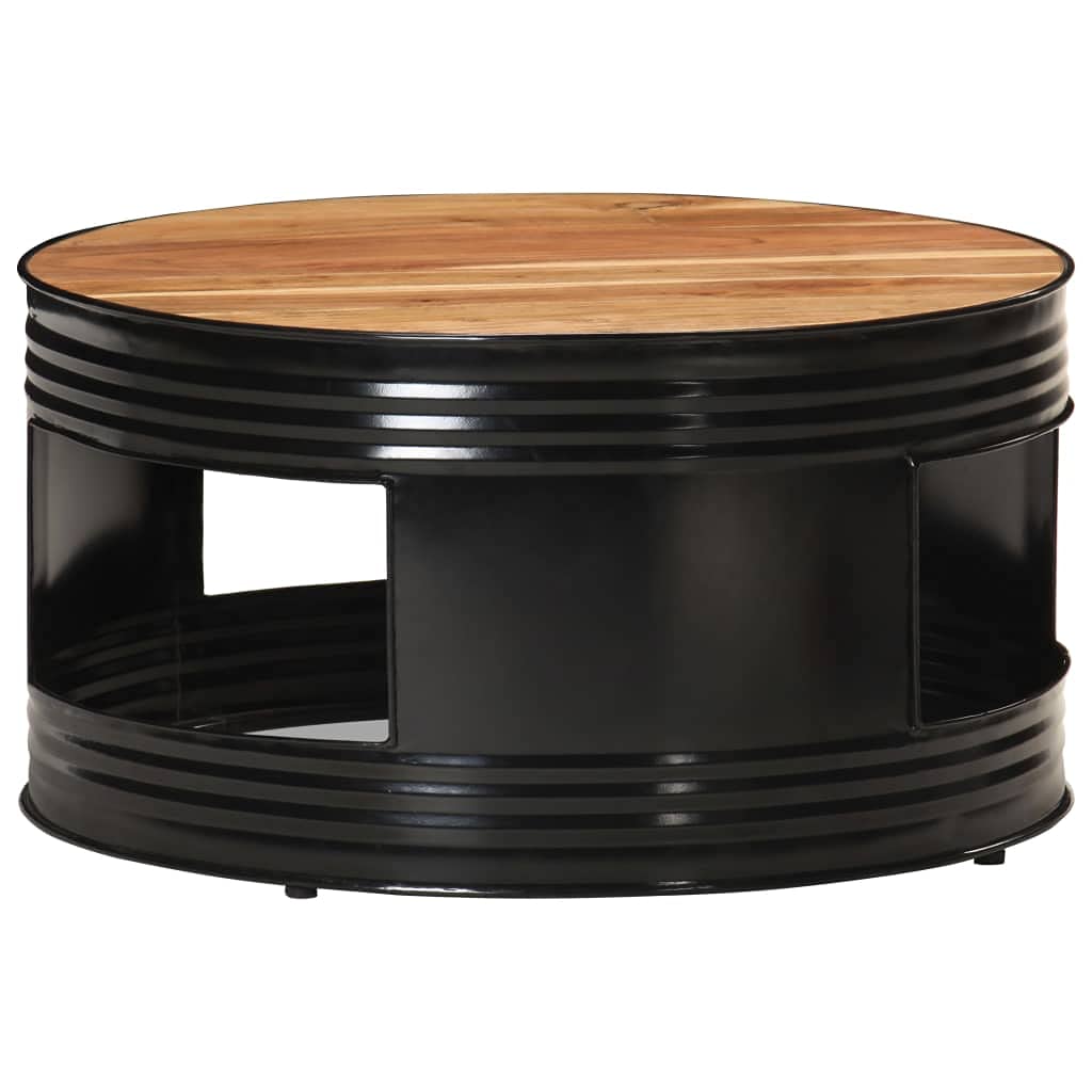Table basse noir 68x68 cm en bois massif, le bout de canapé idéal pour votre intérieur