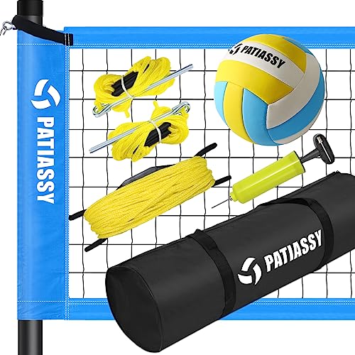Patiassy Volleyball Net and Ball Set with Adjustable Steel Poles