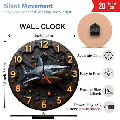 Reloj de Pared Vintage Único Shark 10 Pulgadas miniatura 3