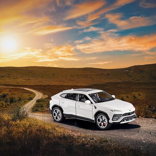 Image of Compatible for 1:24 Lamborghini Urus Car Model, Diecast Pull Back Car Toy car, Doors Open, Light and Sound, Boys Toys Kids Adults Gifts -White