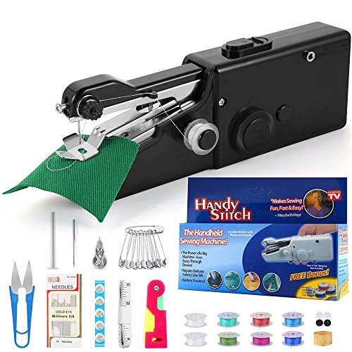 buyfitcase Portable Sewing Machine, Mini Sewing Professional Cordless Sewing Handheld Electric Household Tool - Quick Stitch Tool for Fabric, Clothing, or Kids Cloth Home Travel Use-Black-0107