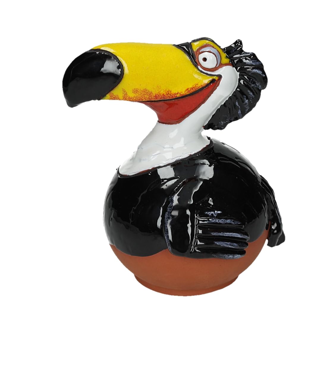 Ceramiczna dekoracja ogrodowa – wtyczka tukanowa – statuetka outdoorowa – idealny, wyjątkowy prezent dla ogrodników, kobiet, mężczyzn, na podwórko, ręcznie wykonana, odporna na mróz
