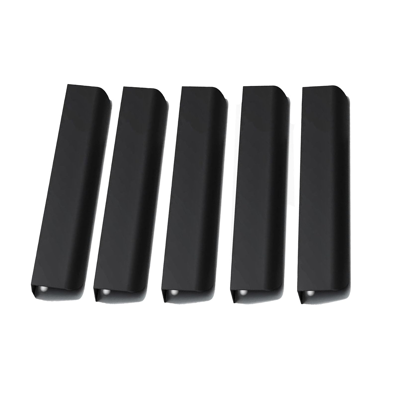 5 Stück Schwarze verdeckte Türgriffe, robuste Aluminium-Griffe mit Schrauben für Küchen- und Wohnzimmermöbel, einfache und schnelle Montage (150 mm)