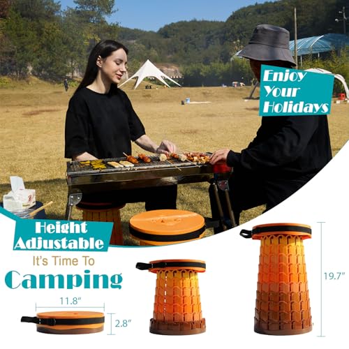 Image of Spisces Upgraded Collapsible Stool with Cushion, 1000 lbs Capacity & 19.7-in High, Wider & Taller Heavy Duty Portable Telescoping Foldable Seat for Adults Camping, Travel, Music Festivals, Outdoors