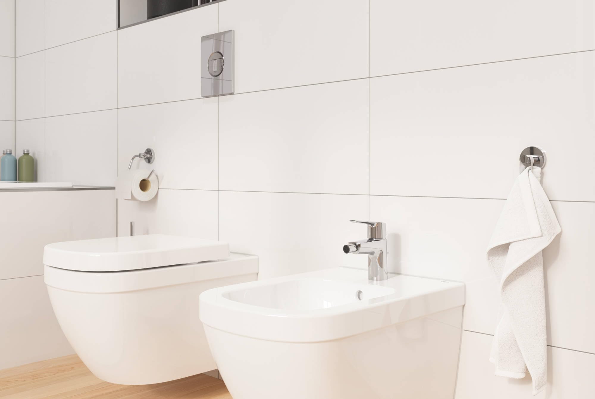 Grohe Start QuickFix- Grifo de bidé monomando S (vaciador automático, menor consumo de agua, instalación rápida, altura 147mm), cromo, 32560002