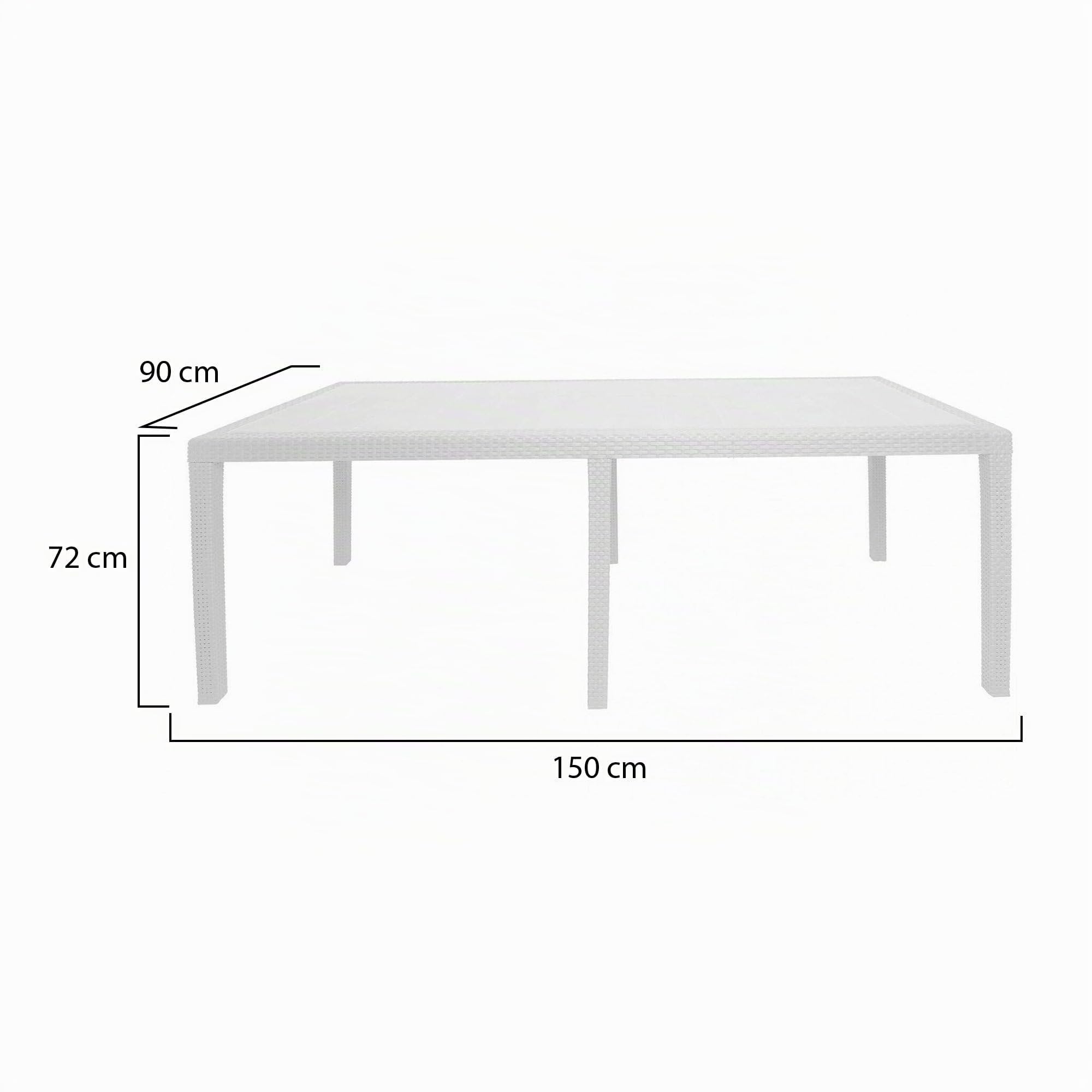 Dmora Aregua - Tavolo da Esterno 10 Posti, Meccanismo Estensione Allunga Centrale: 150x90x72h cm, Bianco