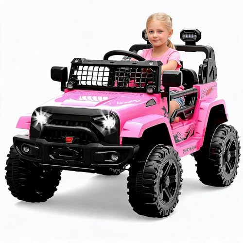 Coche eléctrico para niños, 12 V, Quad eléctrico para niños, con mando a distancia, 2,4 GHz, suspensión de resortes, iluminación LED, Bluetooth, música, 2 velocidades, para 3 a 8 años