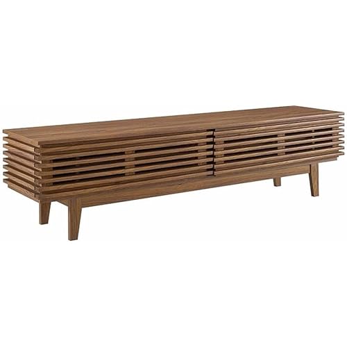 Modway Render 71" Mid-Century Modern Low Profile TV Stand in Walnut, 71 Inch
