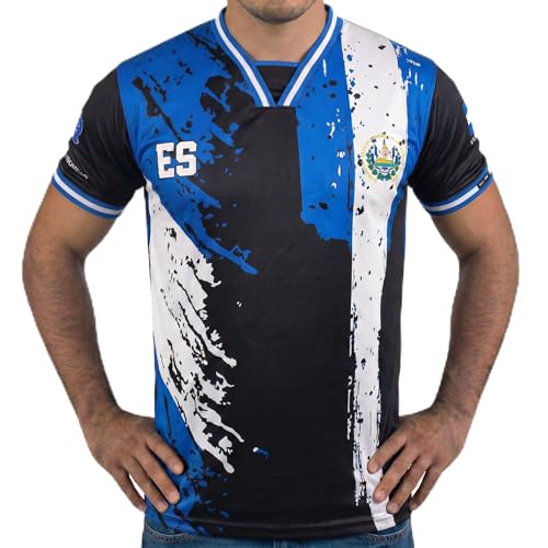 fox & fury World Heritage National Flag Soccer Jersey - 2026 Team Cup Mexico USA Germany Haiti Shirt - Men Women Unisex (US Alpha Medium Regular Regular Jersey - El Salvador)