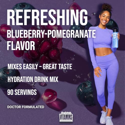 Image of Dr. Price's Vitamins Electrolytes Powder, Blueberry Pomegranate 90 Servings | Sugar Free Hydration, Electrolyte Mix, Bulk Powder, Sodium, Potassium & 72+ Trace Minerals, Keto Friendly, Doctor Formulated