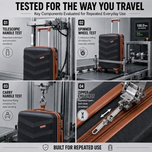 Image of CONCEPTEN Expandable Hardshell Luggage Set 5 Piece, 22x14x9 Airline Approved Carry On, 20 /24 /28 inch Suitcase Set with TSA Lock, Spinner Wheels, ABS+PC (Black) | Suitcase Set with Spinner Wheels TSA-approved Lock ABS Travel 20 /24 /28 Inch
