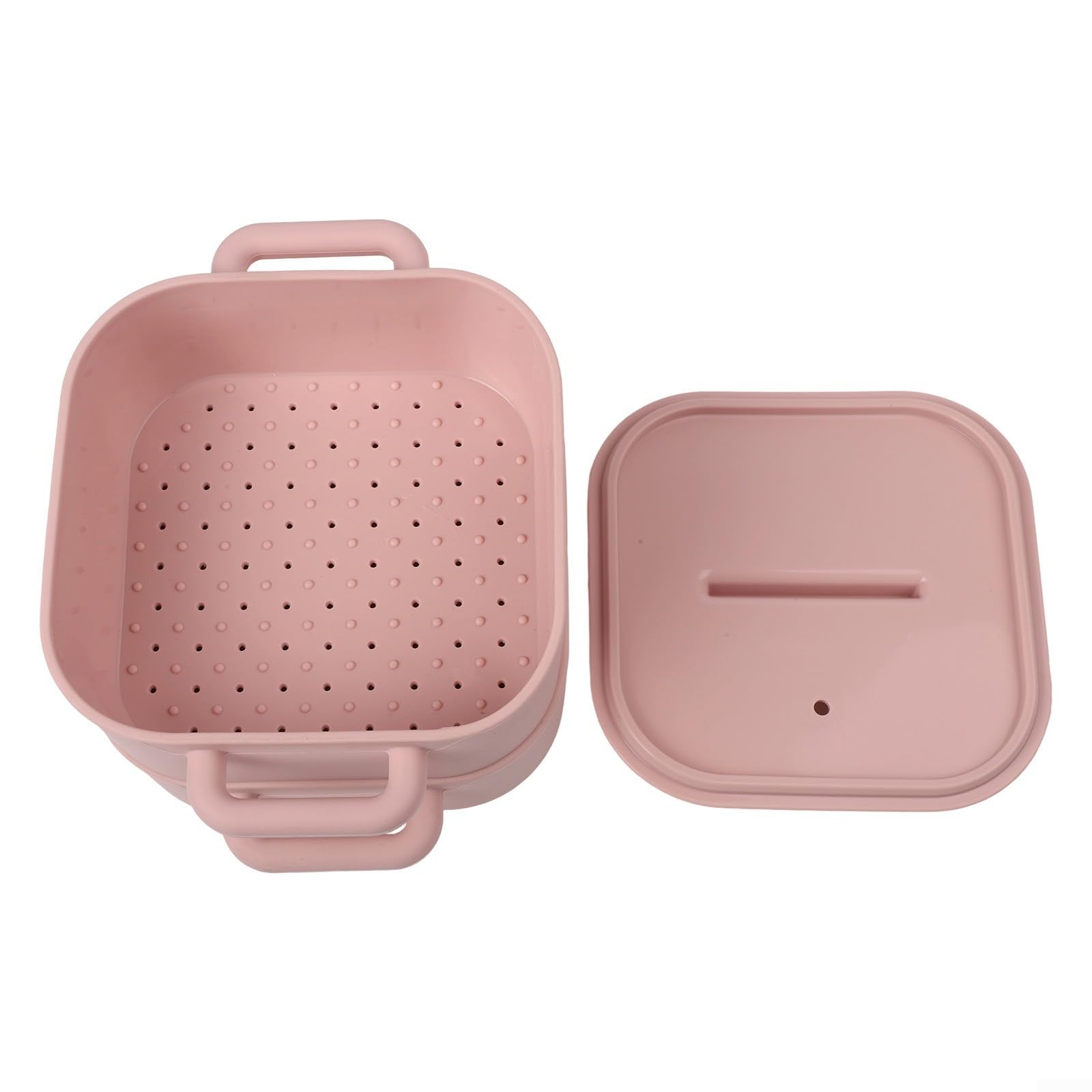 Set di 2 pentole a vapore in silicone per microonde con manico, vaporiera per verdure e contenitore resistente al calore, cottura rapida per pesce e carne, 22 x 17 x 14 cm, grigio (Light Red)