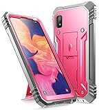 Galaxy A10E Rugged Case with Kickstand, Poetic Full-Body Dual-Layer Shockproof Protective Cover, Built-in-Screen Protector, Revolution Series, Defender Case for Samsung Galaxy A10E, Pink
