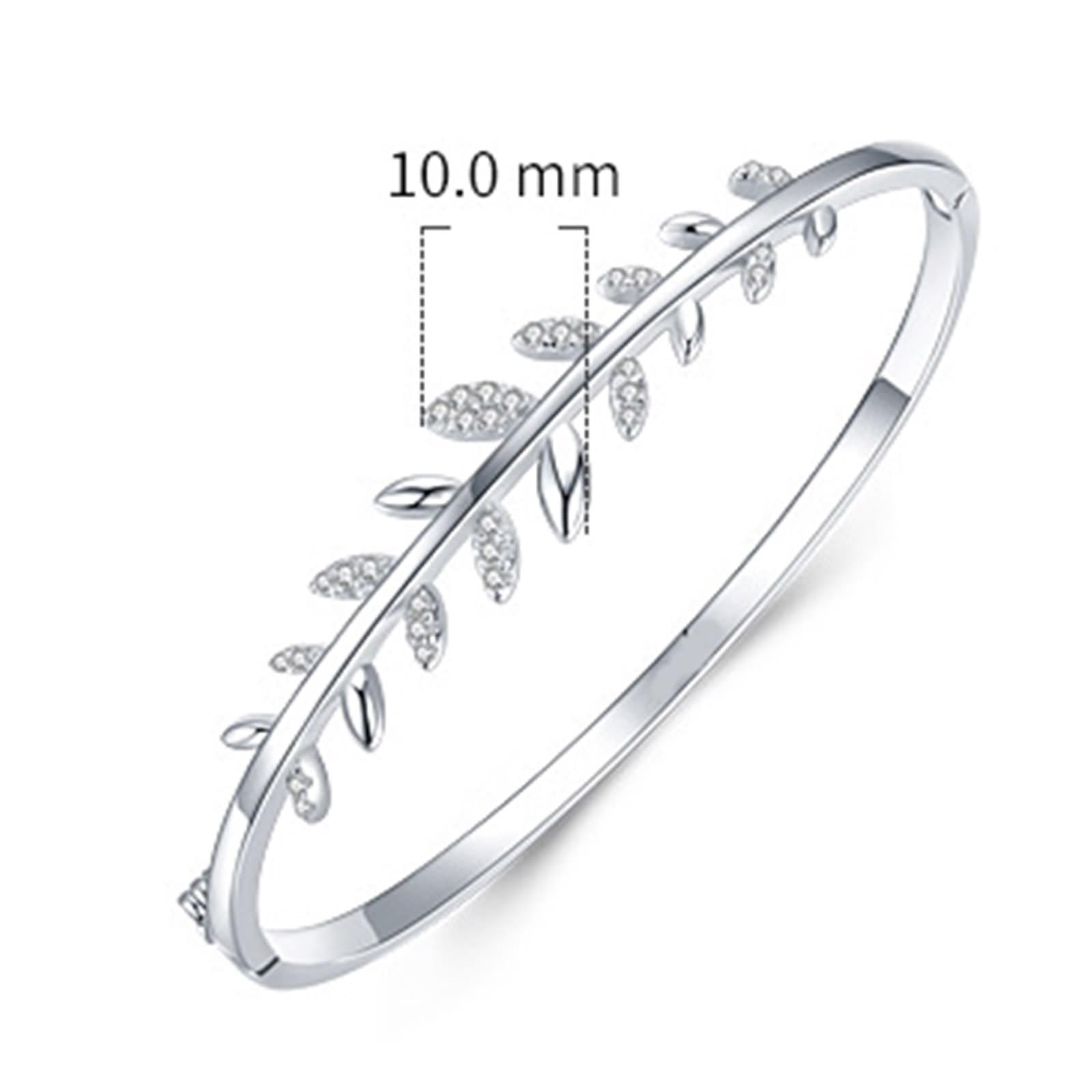 Friendship Bracelet Kit, bransoletka damska z liśćmi z okrągłym diamentem białe złoto/platyna 950