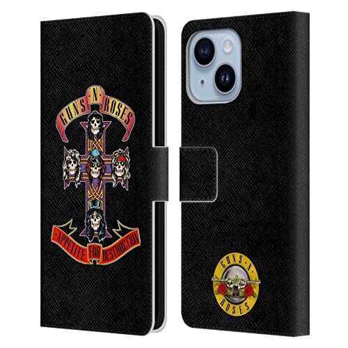 Étui iPhone 14 Plus Guns N' Roses portefeuille cuir housse protection