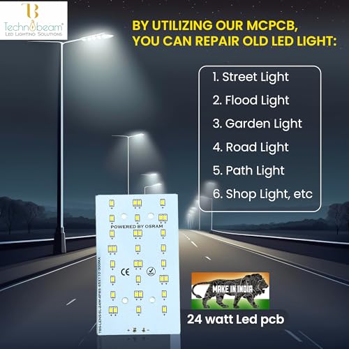 Image of Technobeam 24W LED Plate with Driver for Street Light Repair | Aluminum PCB 1.5mm | 6V 150mA LED Segments | 72V 300mA Driver Included | Durable | Ideal for Street Light Refurbishment, White, Pack of 1