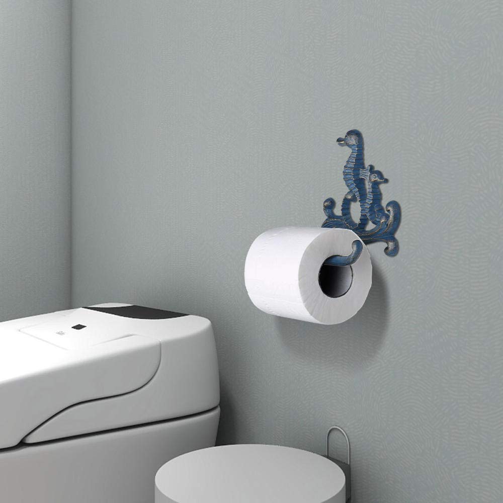 Gusseiserner Toilettenpapierhalter Mit Seepferdchen-Design - Rustikale Wandhalterung Für Badezimmer & Küche