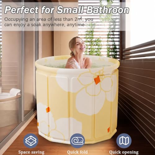 Image of YAGVIZ Portable & Foldable Bath Tub with Inflatable Pillow for Adults | Ice Bathtub, Steam Bath Water Tub for Home, Bathroom Spa & Stress Relief | Leakproof, Sturdy with Dual Drainage (Multi 1)