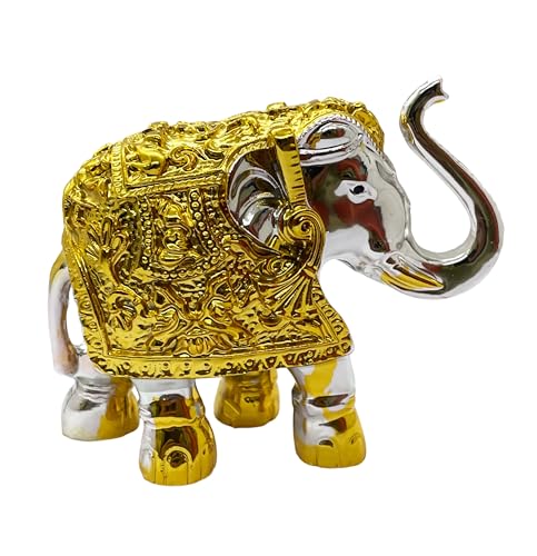 Image of Exclusive Fengshui Polyresin Elephant with Trunk Up with Ingots & Coins for Wealth Good Luck & Fortune. (ES-3528)