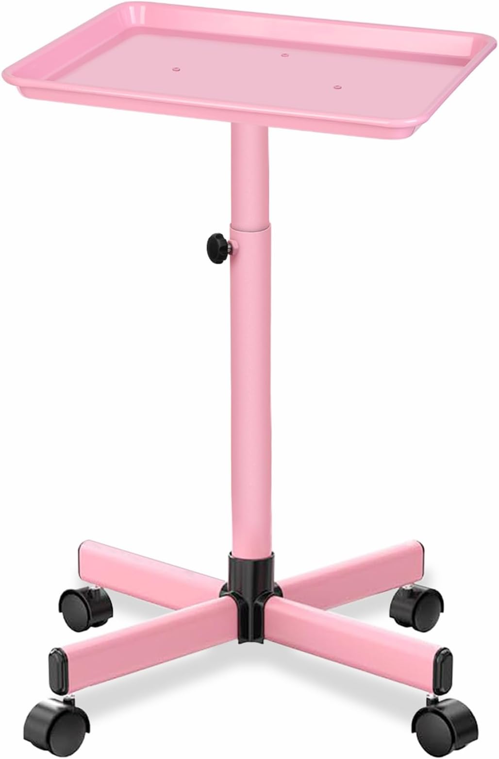 Salon Tray,Height Adjustable Tray on Wheels Hair Color Tray with Wheels Pink