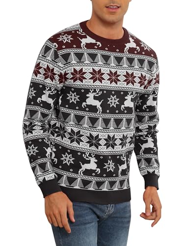JouYooQ Yoetaun Mens Ugly Christmas Sweaters Long Sleeve Round Neck Xmas Pullovers for Party Knitted Soft Black