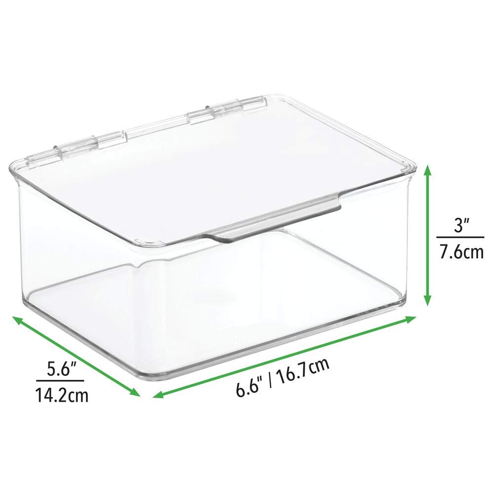 mDesign 8er-Set Schreibtisch Organizer – stapelbarer Büro Organizer aus BPA-freiem Kunststoff – kleine Aufbewahrungsbox mit Klappdeckel für Stifte, Radiergummi und anderes Bürozubehör – durchsichtig