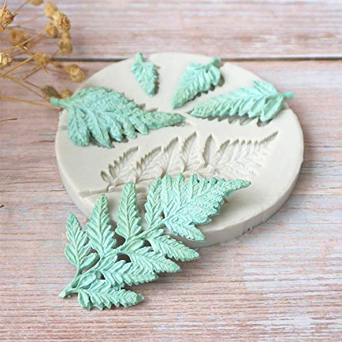 2Pcs Fondant Mold Succulent Silicone Fondant Mold Fern Fondant Mold Succulent Leaves Silicone Candy Molds Cake Decoration Molds Gumpaste 3D Silicone Molds For Polymer Clay, Cupcakes, Resin Sugarcraft #TOP5