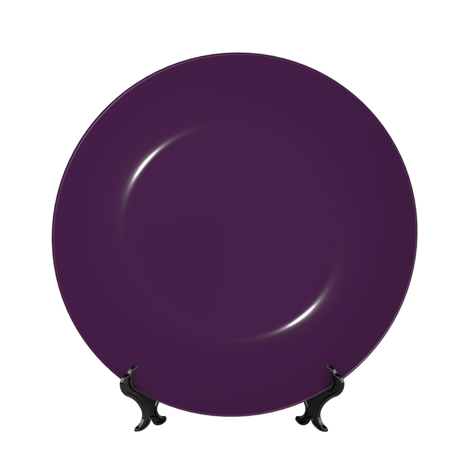 SXZVVBN Purple Eggplant Bone China Decorative Plate Art with Stand Removable Adhesive Hanging for Home Office 8in（20cm）