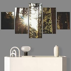SIGNWIN 5 Panel Canvas Wall Art Rustic Woods...