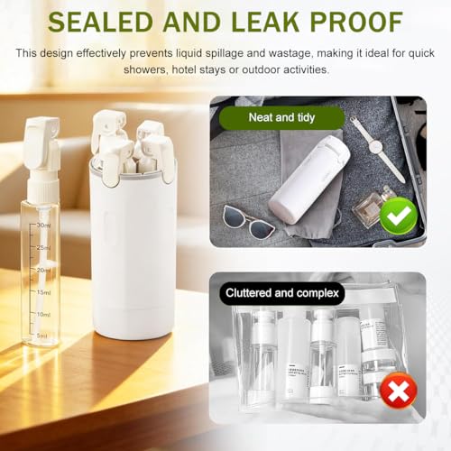 Image of MAYCREATE 4-in-1 Travel Bottles for Toiletries Dispenser Storage Organizer, Clear 30ml PET Pump Leak Proof Toiletry Bottles Refillable Containers for Shampoo Lotion Soap & Travel Essentials