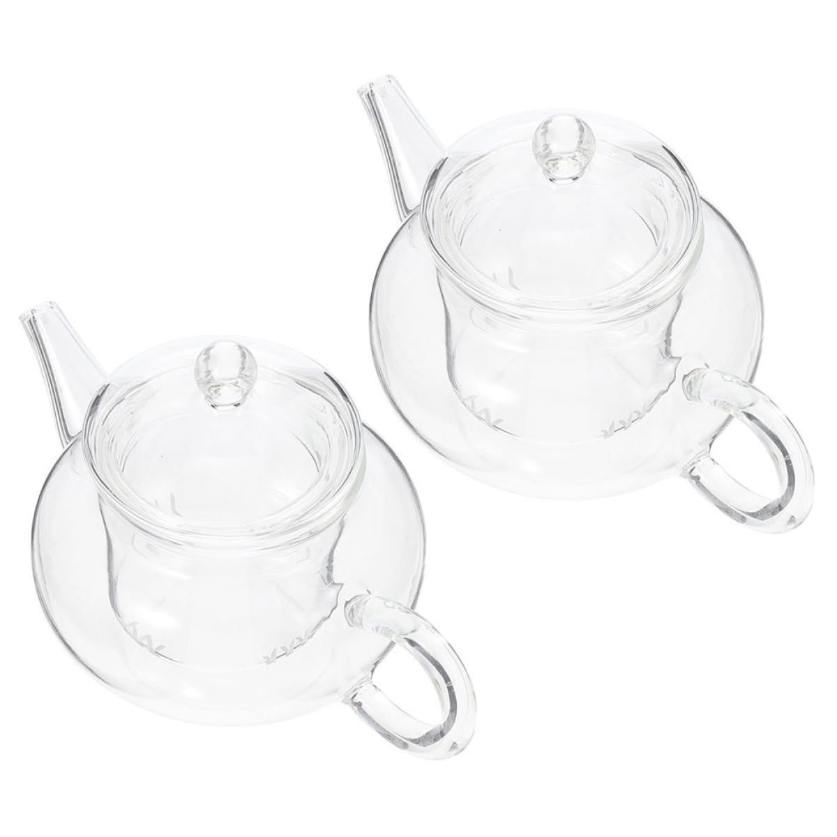 Yardwe 2 Stück Dicke Glas Teekanne mit Abnehmbarem Teesieb 250 Ml für Büro und Freizeit Komfortabler Griff und Hitzebeständig