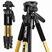 Mactrem PT55 Travel Camera Tripod Lightweight Aluminum for DSLR SLR Canon Nikon Sony Olympus DV with Carry Bag -11 lbs(5kg) Load (Gold)