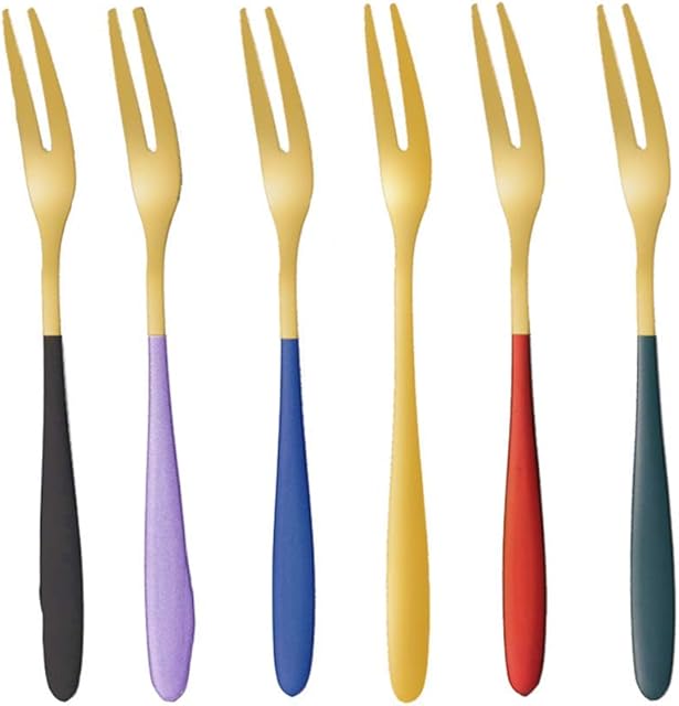 Pastry Forks Cake Fork Set of 6, 13.3x1cm Stainless Steel Mirror Polishing Dessert Forks Set Perfect for Kids Women Cakes Fruit Salad Pie Cocktail Afternoon Tea Wedding Party