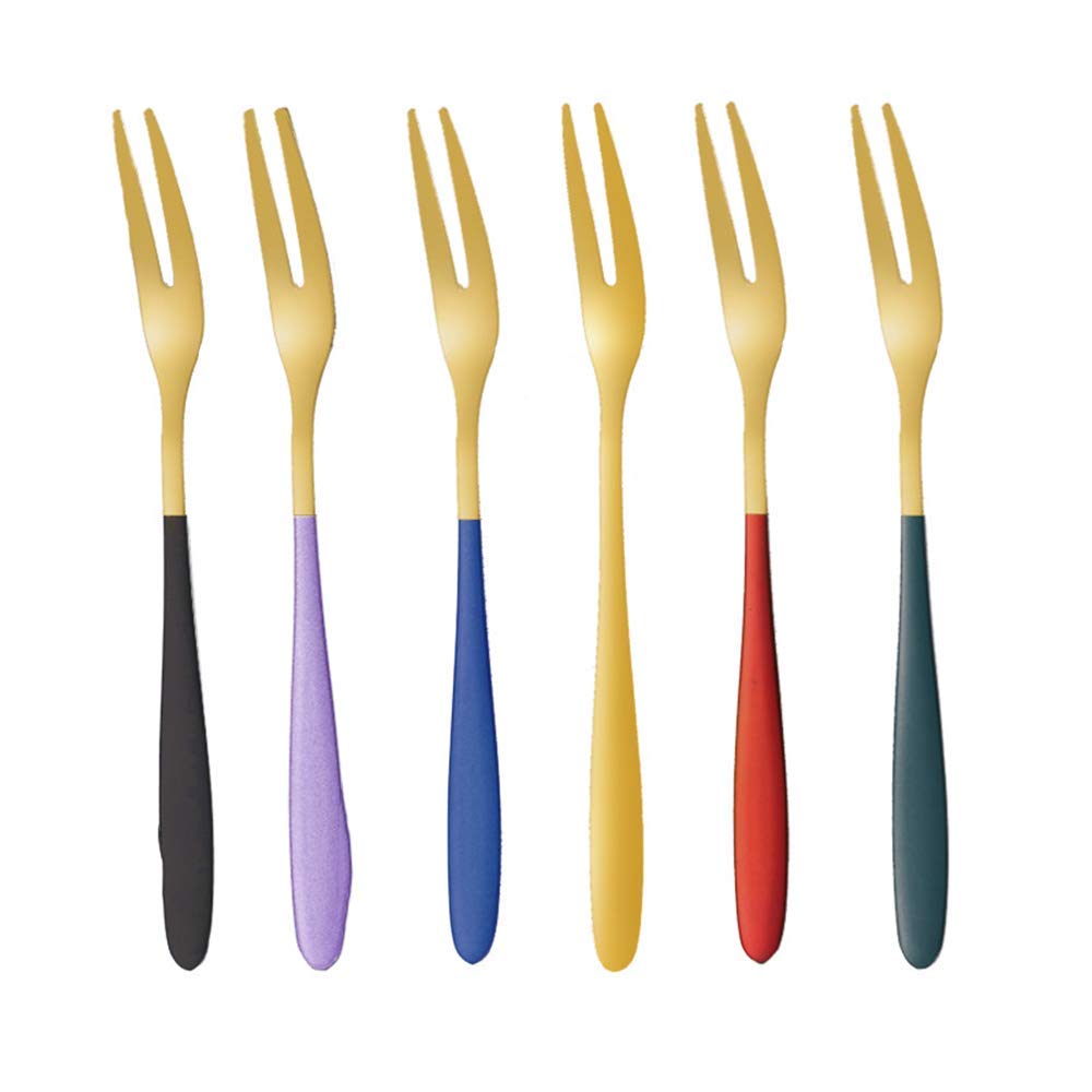 Pastry Forks Cake Fork Set of 6, 13.3x1cm Stainless Steel Mirror Polishing Dessert Forks Set Perfect for Kids Women Cakes Fruit Salad Pie Cocktail Afternoon Tea Wedding Party