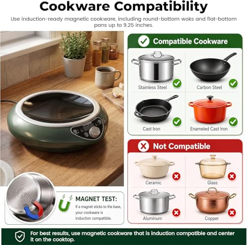 Image of Induction Wok Cooktop Induction Burner 1700W /85V~120V Electric Wok Curved Surface Electronic Cooker Concave Stoves