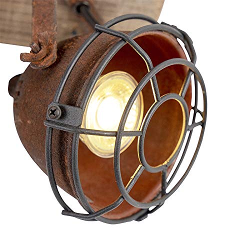 Qazqa Verstellbarer Deckenstrahler, Deckenspot - Gina - Rostbraun, Landhausstil, max. 25W, Geeignet für LED, 43cm, 3-flammig, Ideal als Flur, Küche lampe, Schlafzimmerlampe und Wohnzimmerlampe