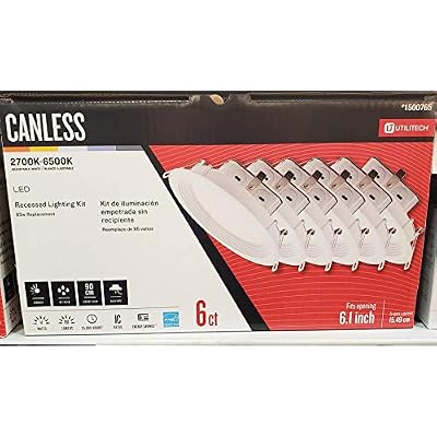 Utilitech Color Changing 6-in 85-Watt Equivalent White Round Dimmable Recessed Downlight 6-Pack Canless, 6 Inches, MQTL1121A-L14K9027