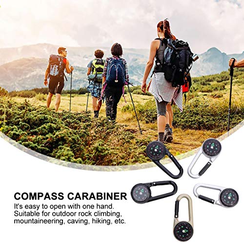 Toyvian 5 peças Mosquetão Bússola Clipe de liga para escaladas, montanhismo, rede, acampamento, equi