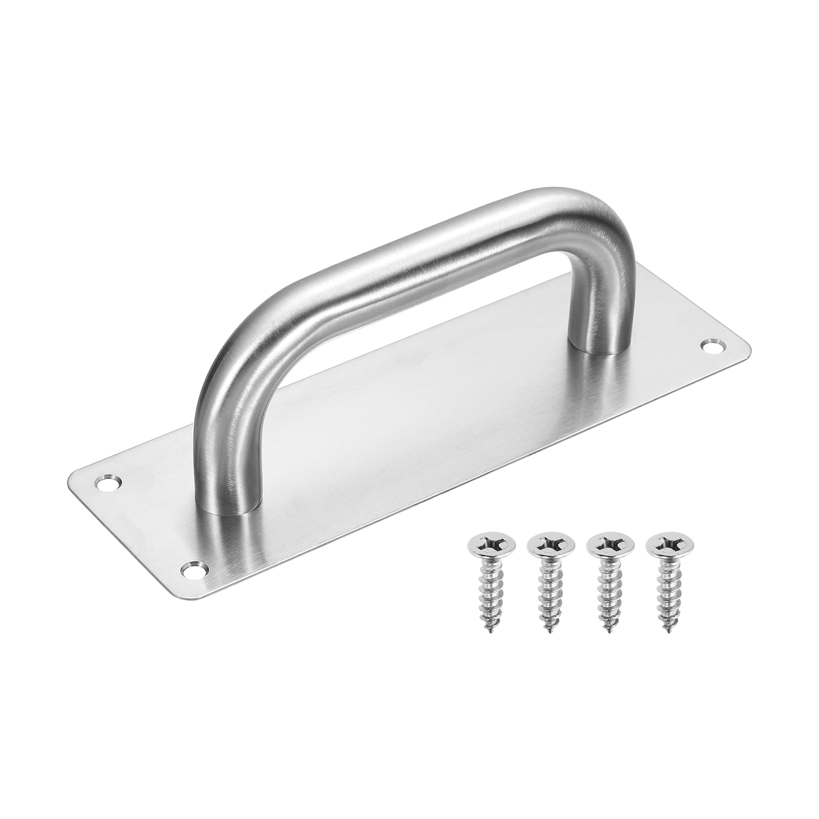 sourcing map Barn Door Handles, 20cm Stainless Steel Heavy Duty Door Plate Handle Pull Commercial Gate Handles with Screws for Garage Shed, Rectangle, 7.9" x 2.6", Silver