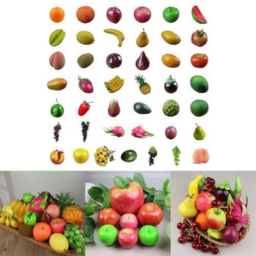 EXCBIOZ Artificial Fruit Fake Strawberrys Grape Simulations Model Lifelikes Realistic Fruit for Photography Props Kitchen Decors Artificial Orange, 85 Grapes Purple 32