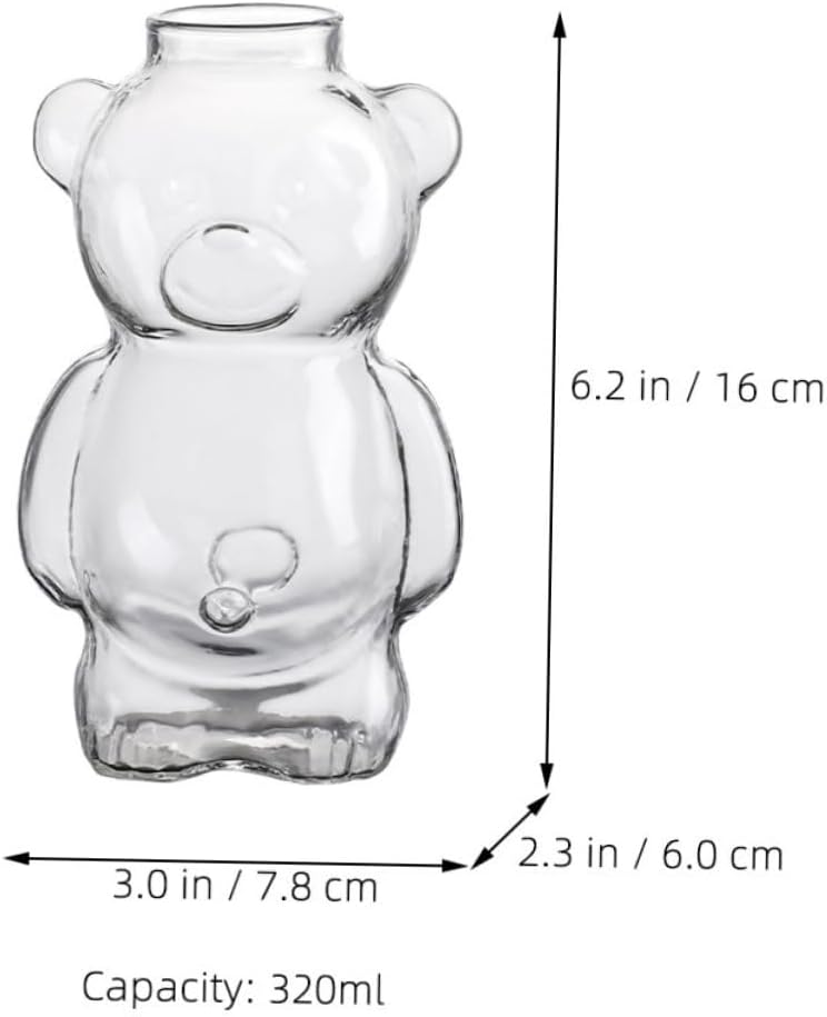 Glass Cocktail Cup 320ml Large Capacity Bear Shaped for Home Party