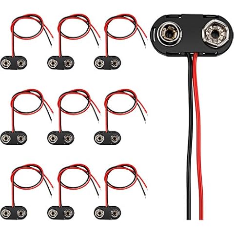 9V Battery Clip Connector PP3 Battery Snap Connector T-type Plastic Battery Snap With 150 mm Flying Leads (10) Cover