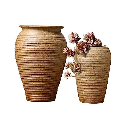 YHxFlux Maceteros Macetas Plantas suculentas Macetas de cerámica en Bruto Juego Grande de Dos Piezas de maceteros de tarros de cerámica Altos Vintage for el hogar/Oficina/jardín Macetas para Flores