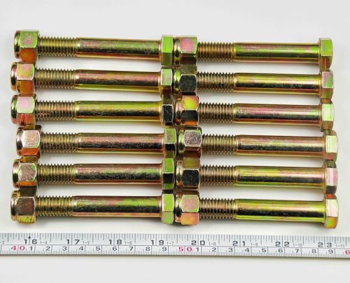 Image of Grade 2 Shear Bolts 1 /2 inch x 3-1 /2 inch for Rotary Cutter,Tractor Gearbox,by Color Galvanization with Nylon Lock Nut Kit,by Metalsuberg .(12pcs Pack)