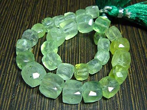 Prehnite Faceted 3D cube fil de pierres naturelles pour collier bohème