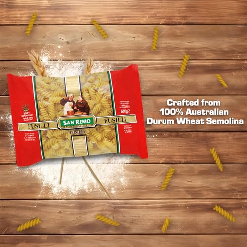 Image of San Remo Fusilli Pasta 500g | | High Protein & Fibre | Vegetarian | Quick Cooking| Non-Sticky | Authentic Italian Taste (Pack of 3)
