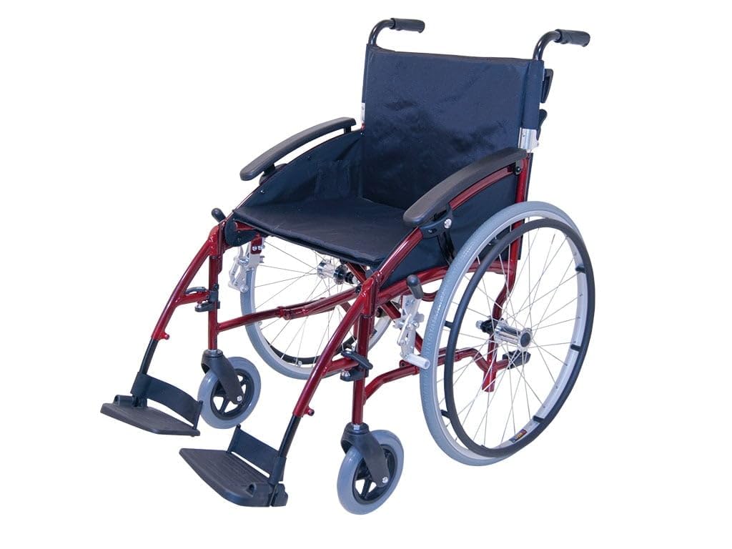 Drive Medical D-Lite Rollstuhl, 24/50 cm, Sitzbreite 50 cm, Rot, leicht, Aluminiumrahmen
