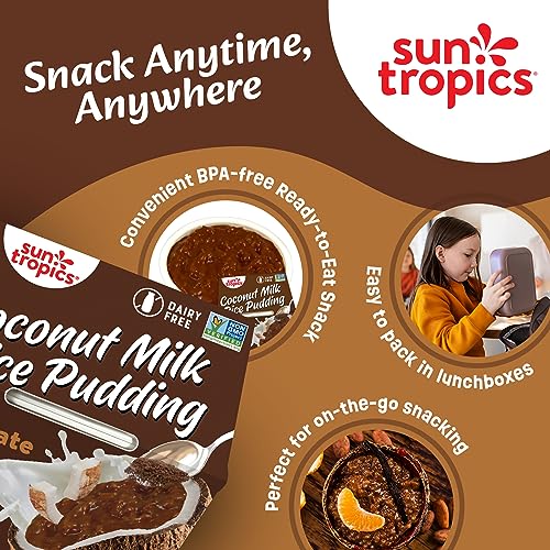 Sun Tropics Coconut Milk Rice Pudding Snack, Chocolate | Vegan Pudding, Dairy Free Pudding Snacks | Gluten Free, Low Sugar, Non-GMO | Ready-to-Eat Pudding Cups 8.46 Oz (Pack of 6)