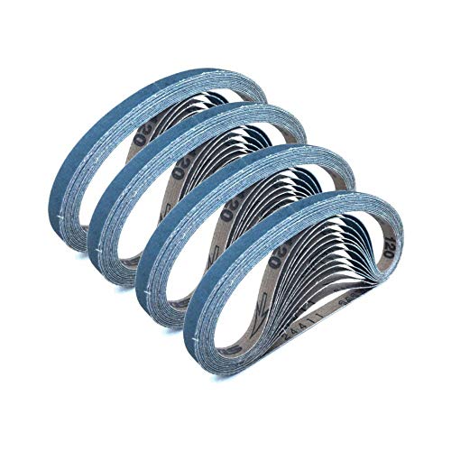 1/2 Inch x 12 Inch Zirconia Sanding Belts, 4 Each of 40/60/80/120 Assorted Grits, Belt Sander Tool for Woodworking, Metal Polishing (16 Pack)