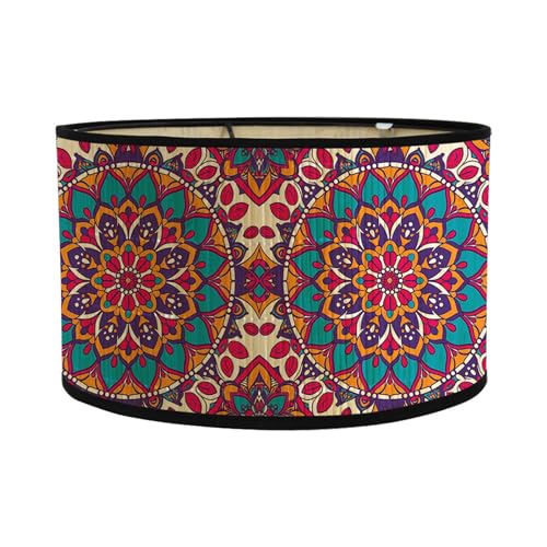 Générique Pantallas de Lámpara Colgante de Techo Modernas Forma de Tambor Estilo Exótico Pantalla de Lámpara de Pie Y Mesa para Dormitorio, Sala de Estar, Cocina, Pasillo, Salón (Naranja)